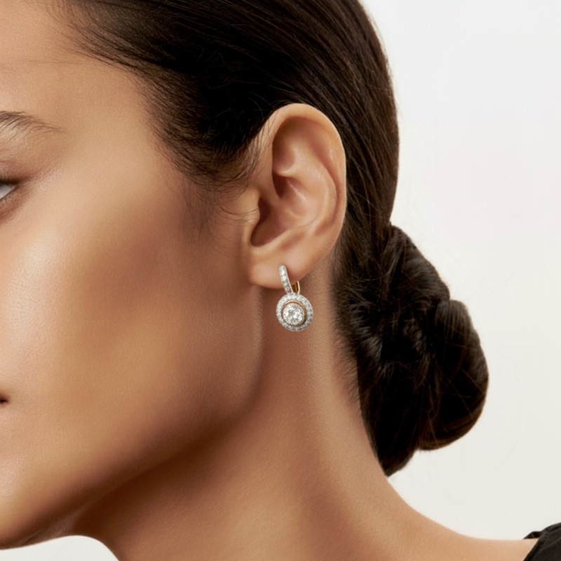 Kolczyki w stylu vintage z kryształami w kolorze złotym i srebrnym