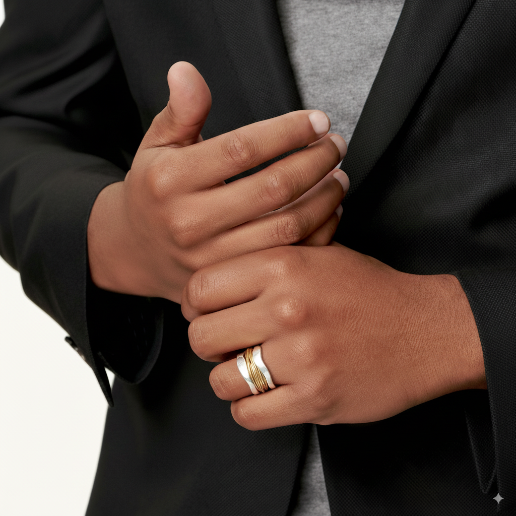 Pozłacany pierścionek z nitką w stylu vintage