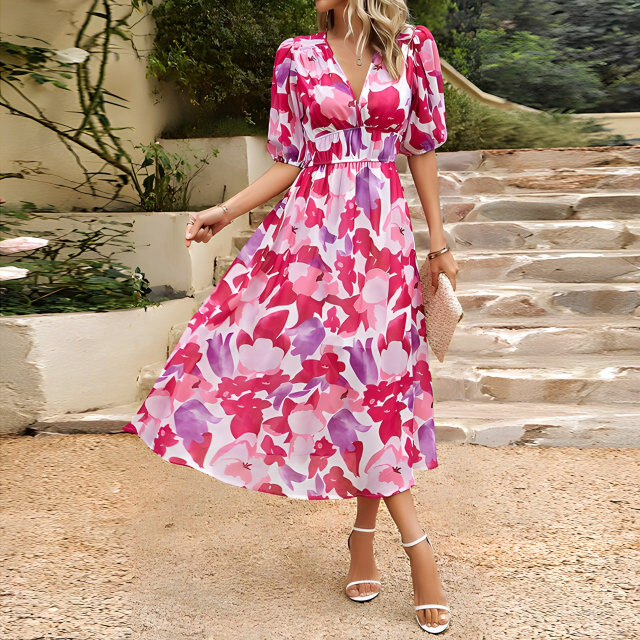 ANNELIE™ – Robe Midi Florale Rêverie