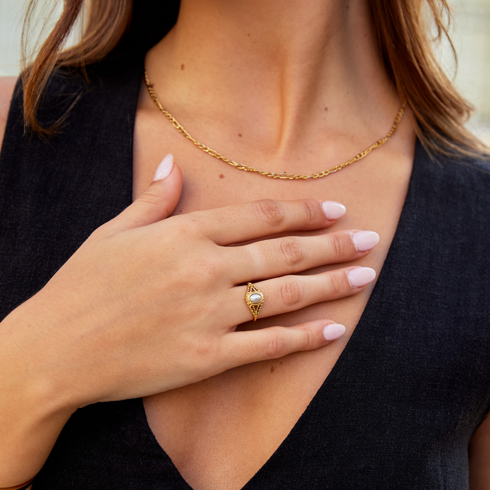 Aitana - Vintage Pierścionek z Perłami