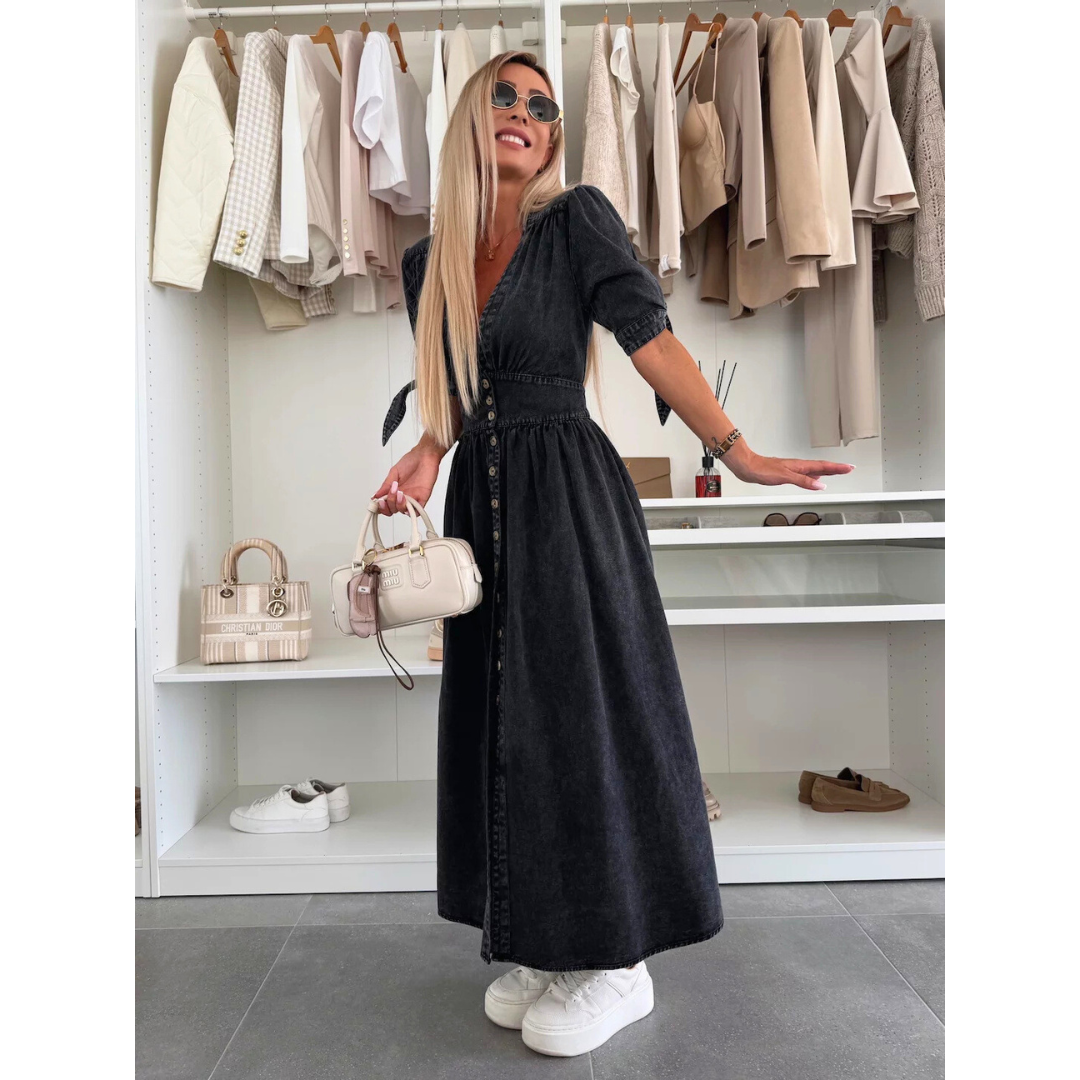 MAELLE™ – Robe Midi Élegante à Col V