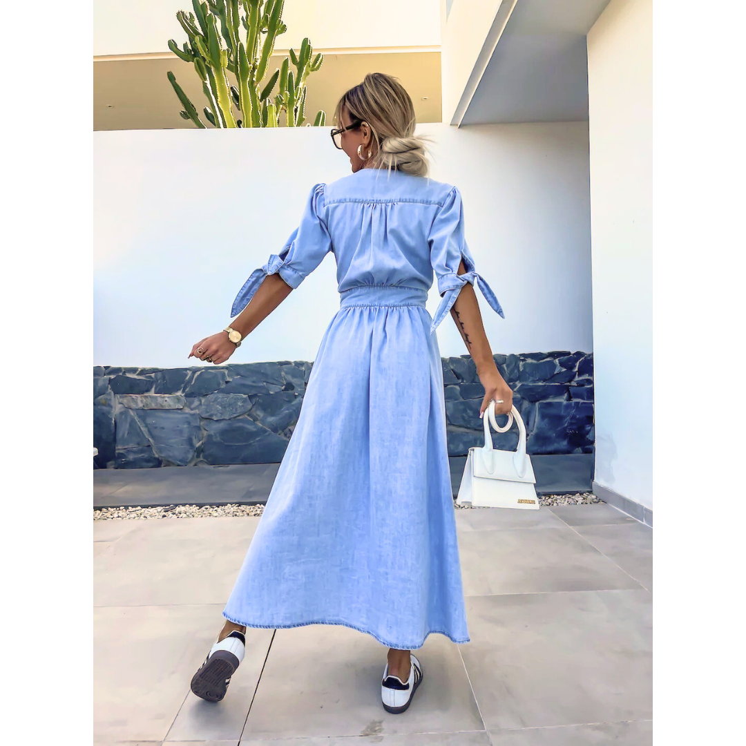 MAELLE™ – Robe Midi Élegante à Col V