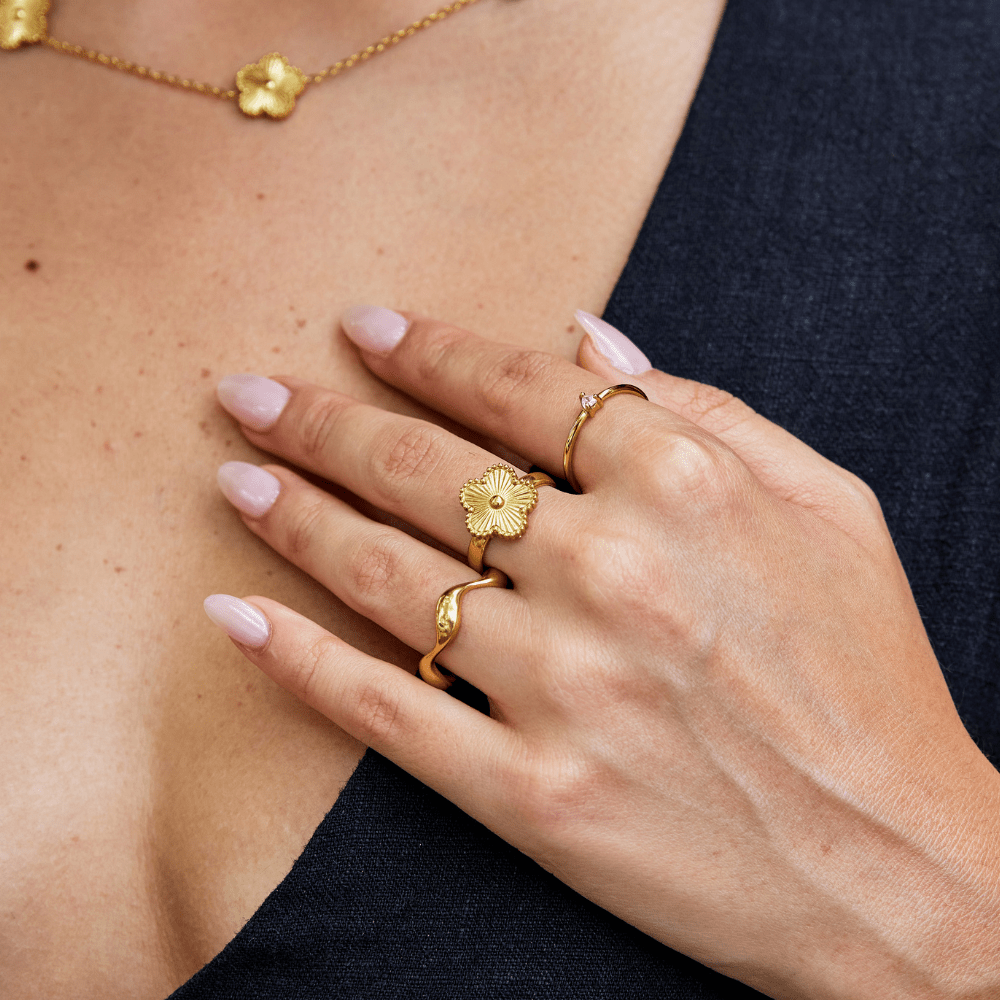 Złoty pierścionek z koniczyną