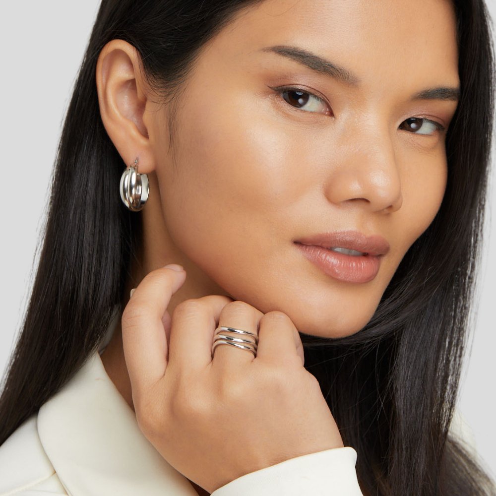 Pierścień Srebrny Warstwowy Kiya