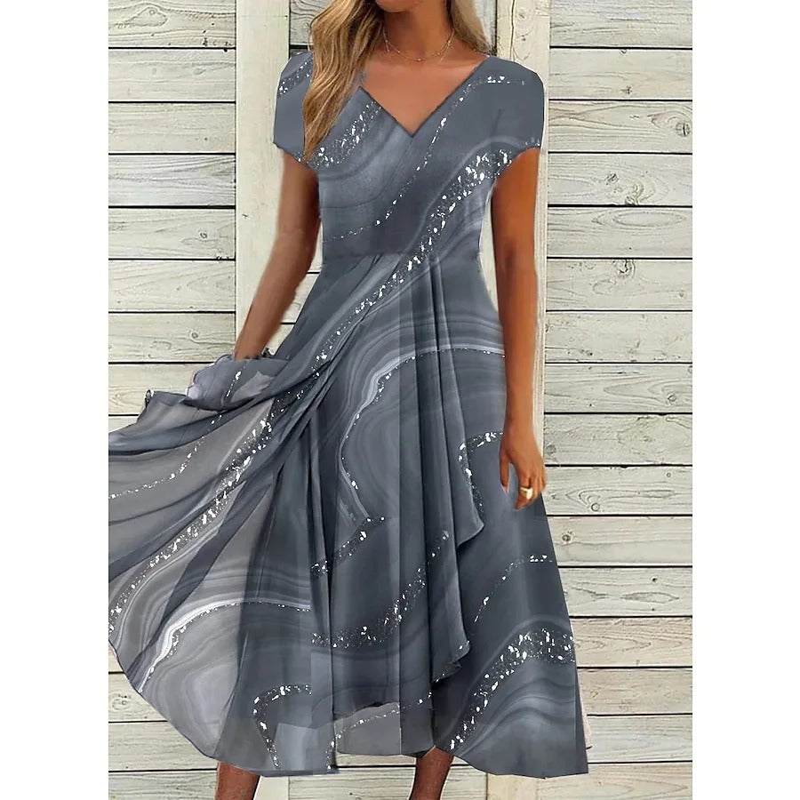 LYANNA™ - Robe Midi à Encolure en V Flottante