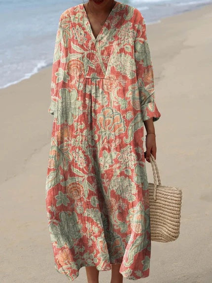 Tiphène – Robe fleurie vintage en coton doux