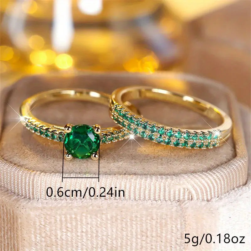 Ensemble de Bagues Duo Serena Émeraude | Or