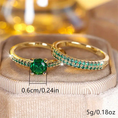 Ensemble de Bagues Duo Serena Émeraude | Or