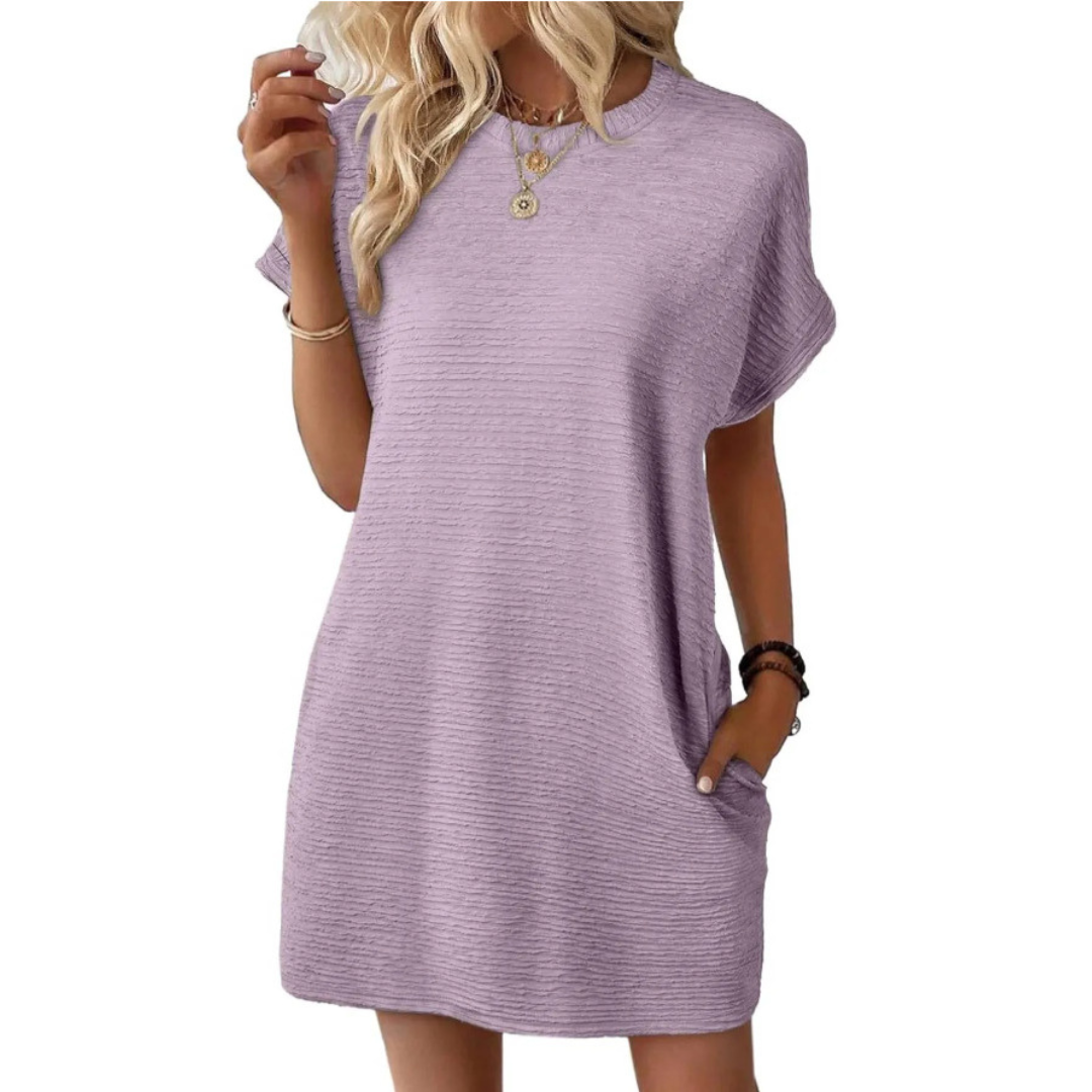 EVASHA™ – Robe d'été décontractée minimaliste à col rond