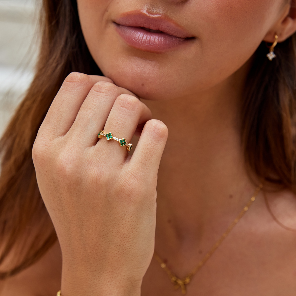 Marisol - Pierścionek Kryształowy w Kształcie Koniczyny