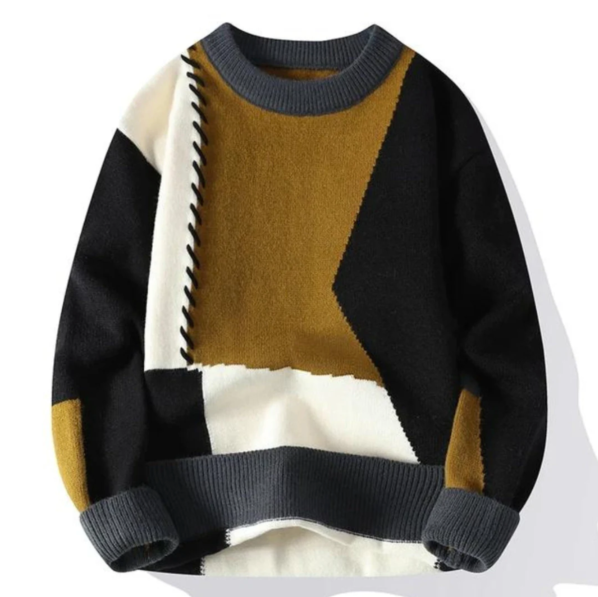 Sweter dziergany patchworkowy