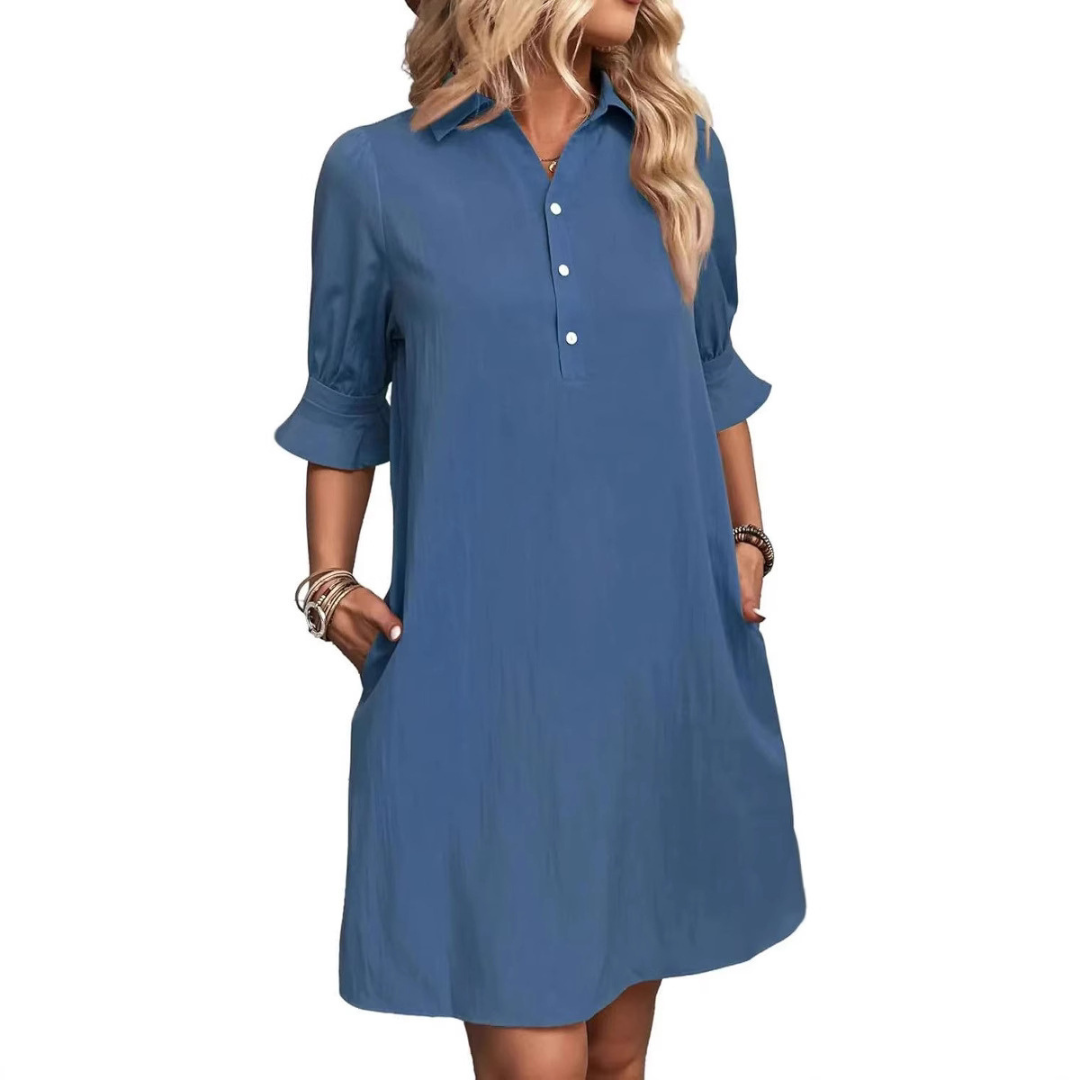 FRANCHESCA™ - Robe Chemise Décontractée à Boutons