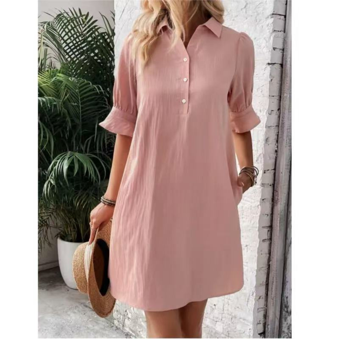 FRANCHESCA™ - Robe Chemise Décontractée à Boutons