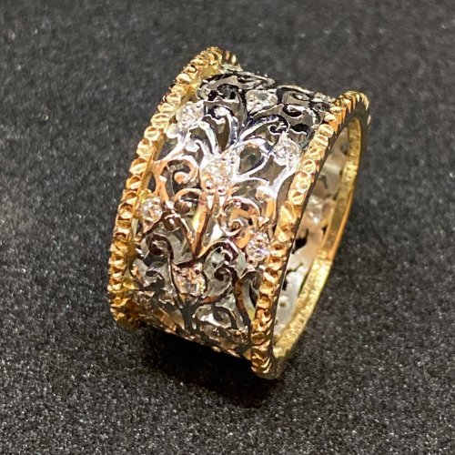 Teressa - Vintage Pierścionek z Bluszczem z Cyrkonią