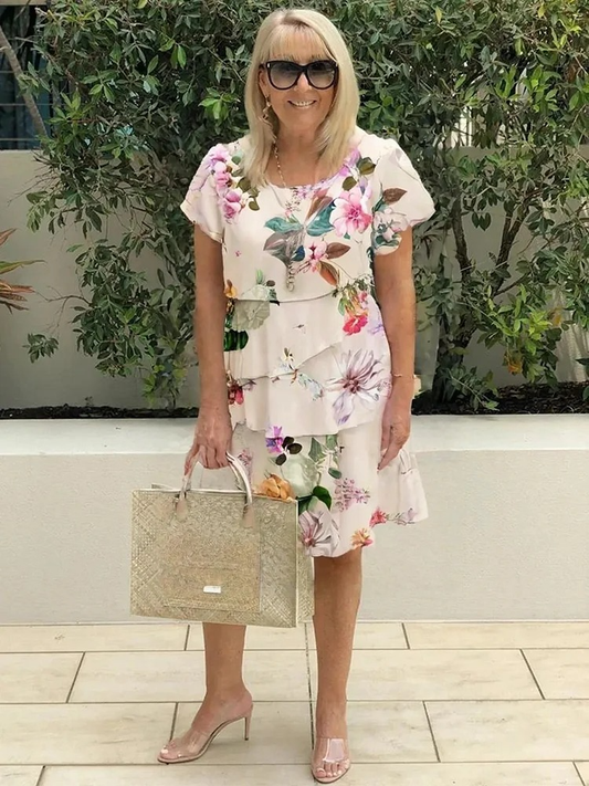 FLORA™ – Robe Midi Élégante de Printemps