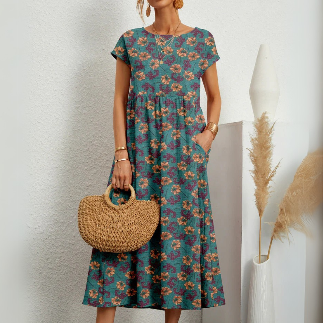 FLORENE™ - Robe Midi Florale Aérée