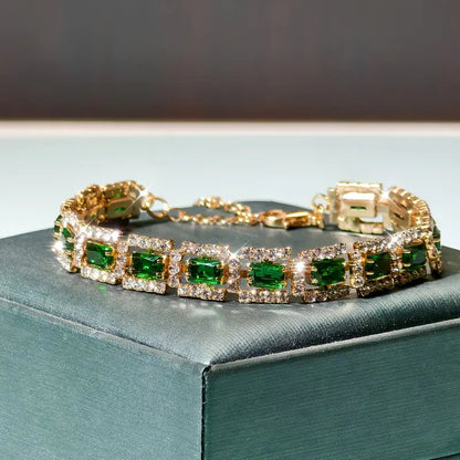 Bracelet Déclaration Vert Émeraude | Or