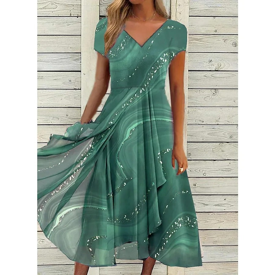 LYANNA™ - Robe Midi à Encolure en V Flottante